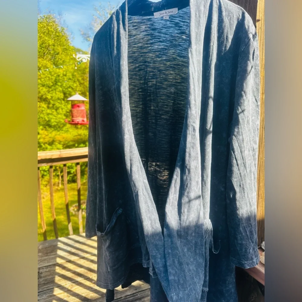 Jess and Jane open front cardigan Sz XL 100% cotton 2 pockets - Picture 3 of 5